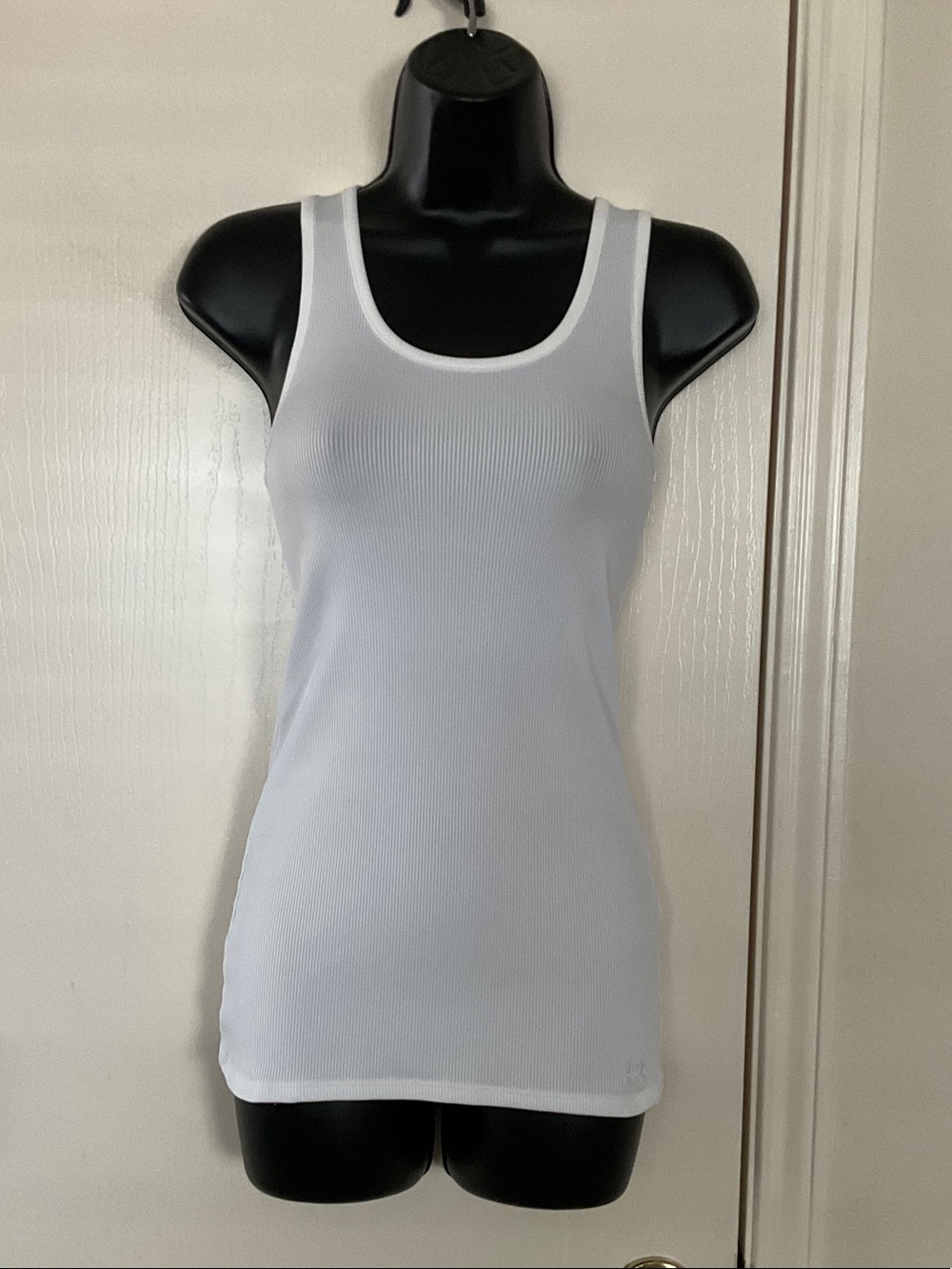 Women’s White Ribbed Tank Top — Scoop Neck Layering Tee